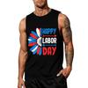 Men's Sleeveless Casual Tank Top with Labor Day Graphic Print Lightweight Summer Muscle Shirt for Outdoor Activities