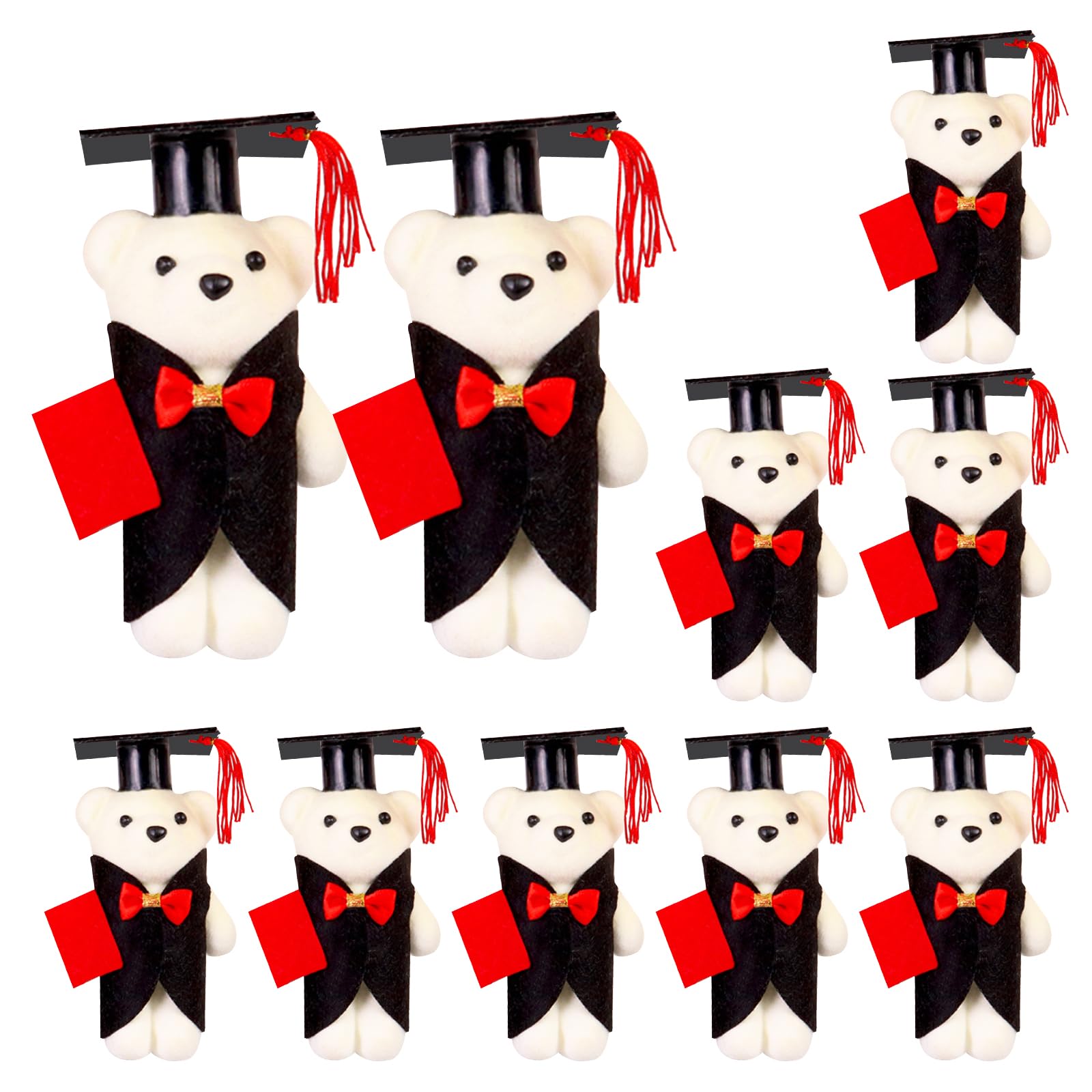 siawadeky Graduation Bear Plush Toys, Mini Bears, Set of 10, Foam Bears, DIY Bouquet Ornaments, Cute Bear Dolls, Graduation Celebration Gifts, Party