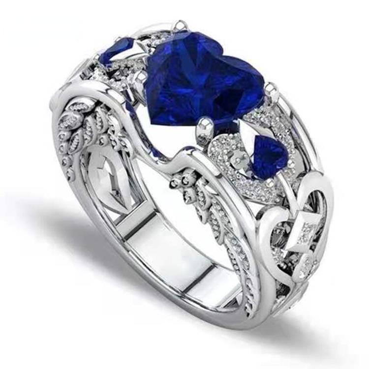 

Ювелірні вироби кільця принцеси з червоним синім прозорим цирконом і сапфіром 7 синій