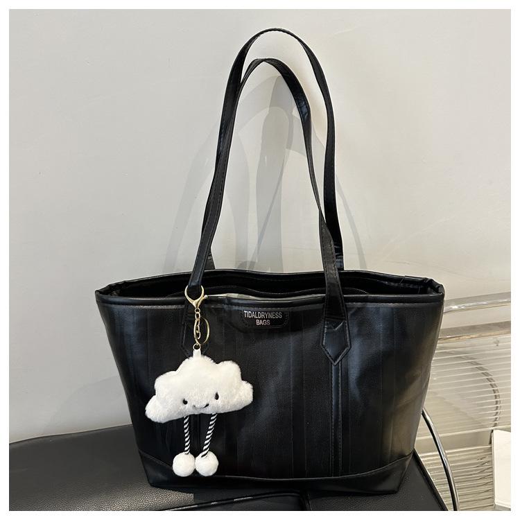 

Женская ретро текстурированная сумка-тоут на плечо – Большая вместимость Осень/Зима 2024 No Pendant чёрный