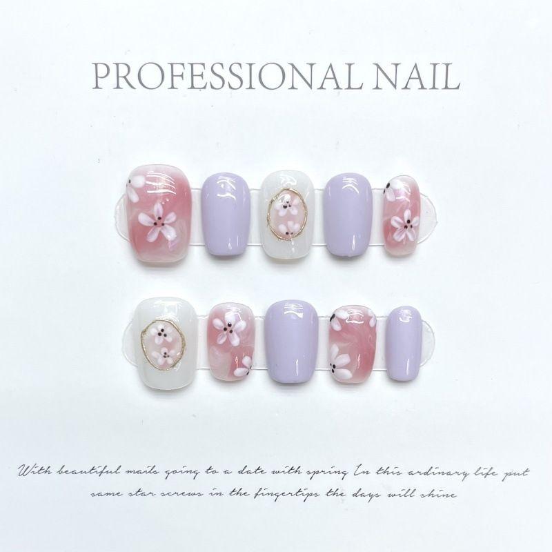 

Handmade Wear Nail Solid State Nail Tip Wear Nail Stickers Fake Nails Wear Nail Classy Mid Length Long Length 1133-Zitang