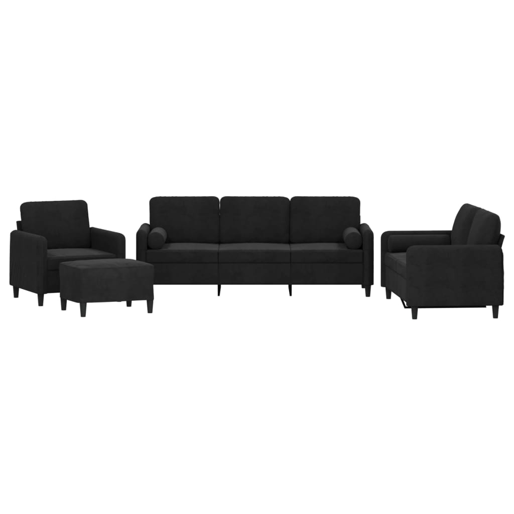 Vidaxl 4-Cz. Relaxation Set With Cushions, Black, Velvet