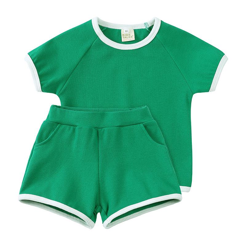 

Kids Solid Color Short Sleeve and Shorts Set - Summer Casual Two-Piece Outfit 80 cm
