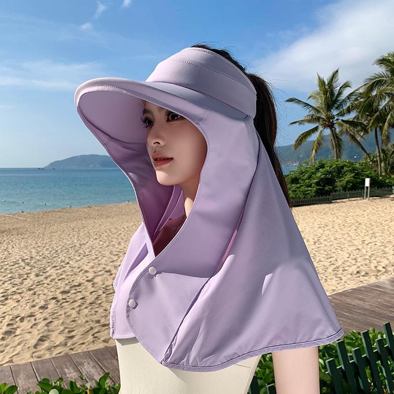 Summer Shading Shawl Cape Integrated Hat Outdoor Cycling Neck Protection Empty Top Hat Large Brim Face Covering Sun Protection Hat Children