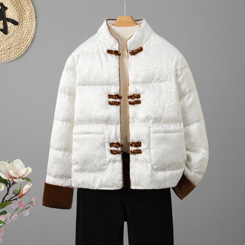 

Новая хлопковая куртка в китайском стиле Тан для женщин, зима 2024, новая удобная утолщенная стойка-воротник, маленькая хлопковая куртка сверху 2XL