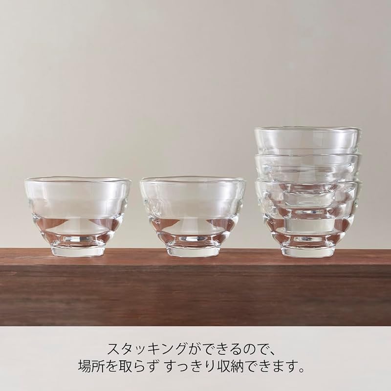 HARIO Heat-Resistant Glass Cups, Set of 5, Microwave/Oven/Dishwasher Safe, 170ml, Made in Japan, HU-3012