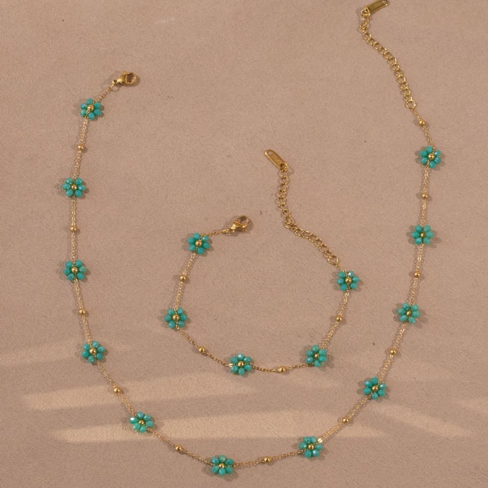 A Set New Beaded Design Bracelet Jewelry Set Bohemian Style Colorful Jewelry Set Flower Shape Beaded Gift