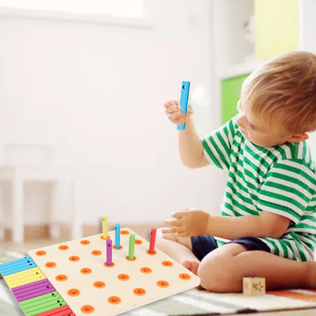 Wooden Geoboard Hand Eye Coordination Sensory Training Safe Wood Mathematical Array Block for Kids O