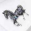 Vintage Rhinestone Horse Brooch for Women Animal Banquets Pins Party Accessories