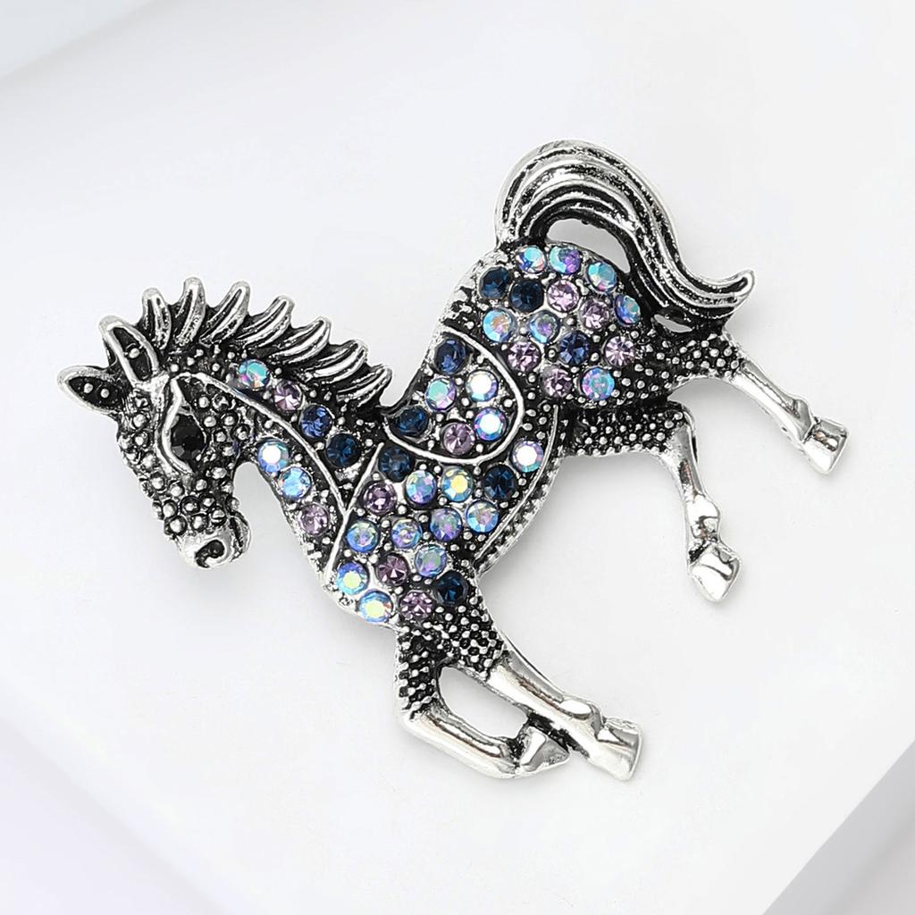 Vintage Rhinestone Horse Brooch for Women Animal Banquets Pins Party Accessories