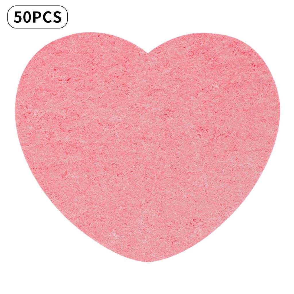 50 Stück Umweltfreundliche Herzförmige Make-up-Schwämmchen - Komprimierte Gesichtsreinigungsschwämmchen zum sanften Abschminken, Wiederverwendbare Kosmetikblender