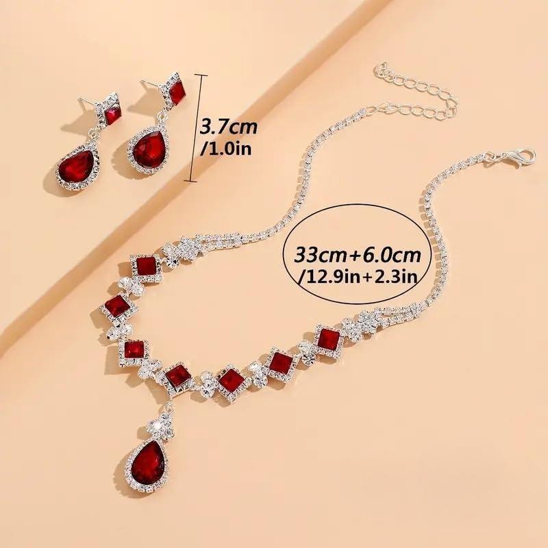 Halskette Ohrringe Set Tränenförmig Zirkonia Anhänger Halskette Elegantes Hochzeits Schmuck für Abschlussball Party Brautparty Geschenk