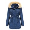 2024 Autumn/Winter Women's Thick Lambswool Cotton Jacket with Removable Hood and Fleece Lining