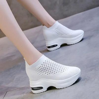 Damen Atmungsaktive Freizeit-Sneaker Plateauschuhe Bequeme Damen Vulkanisierte Schuhe Leichtgewichtige Keile Slipper
