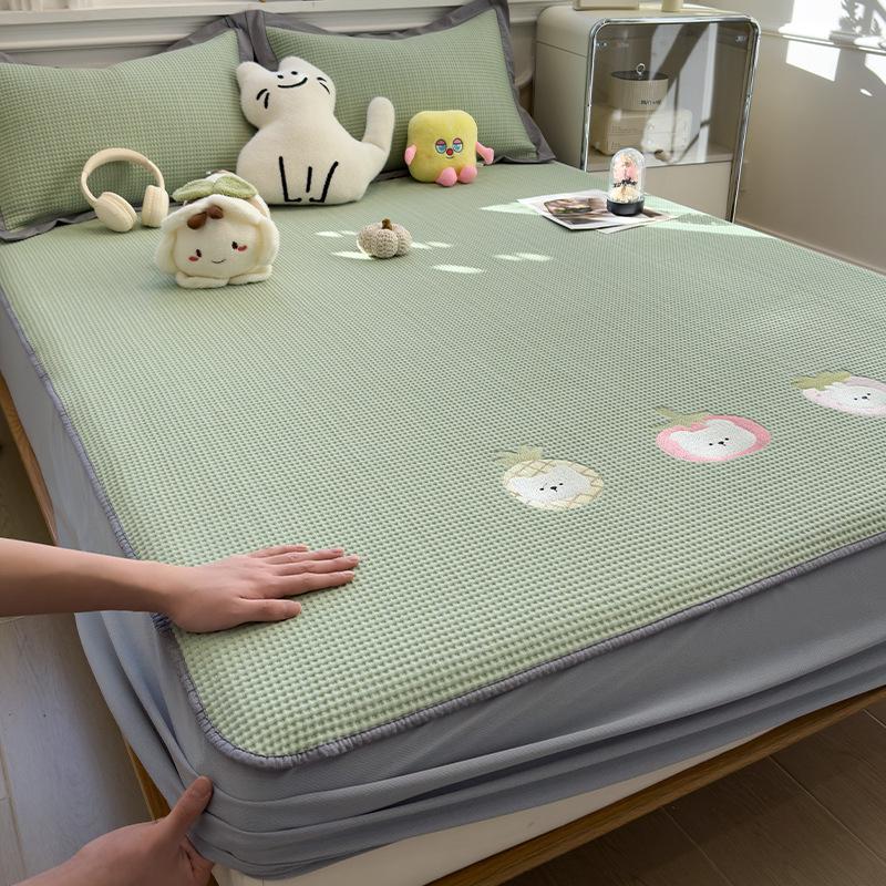 2026 Spring/Summer Ethylene Ice Bean Cooling Mat - Ice Silk Waffle Weave Bed Sheet and Pillowcase.
