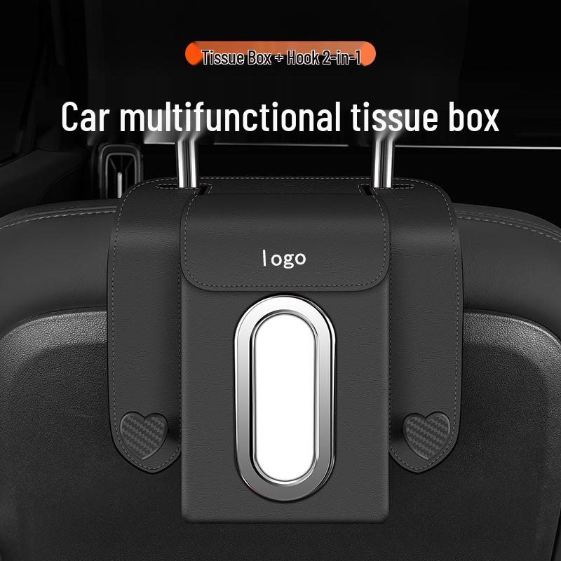 Car-mounted tissue box & storage set for Jeep cars - functions as tissue holder, phone holder, and car hook.
