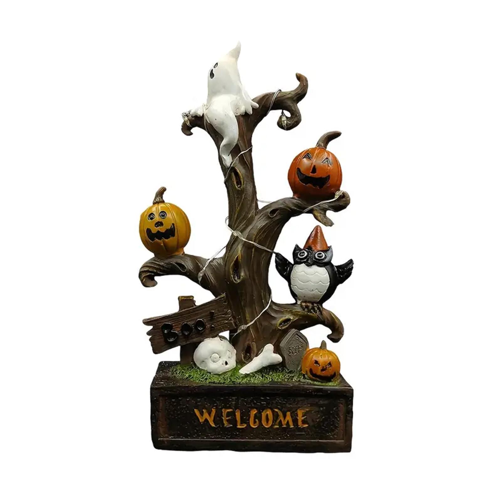 

Halloween Pumpkin Spooky Tree with Lights Delicate Halloween Table Tree Pumpkin Ghost Tree Gifts for Families Friends