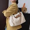 Elegant Faux Fur Shoulder Bags for Women Large Capacity Ladies Soft Plush Chain Handbags Fluffy Solid Color Underarm Bags Winter