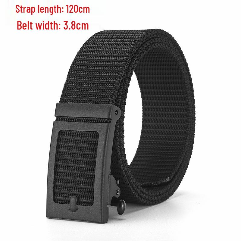 Men's Tactical Canvas & Nylon Woven Belt with Leather Trim - Elastic and High-End Accessory