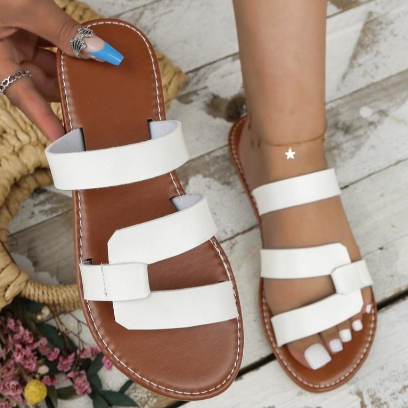 2026 Lightweight Flat Slip on Sandalss, Comfort Beach Slides Fashion Shoes for Women Plus Size 42 36 белый