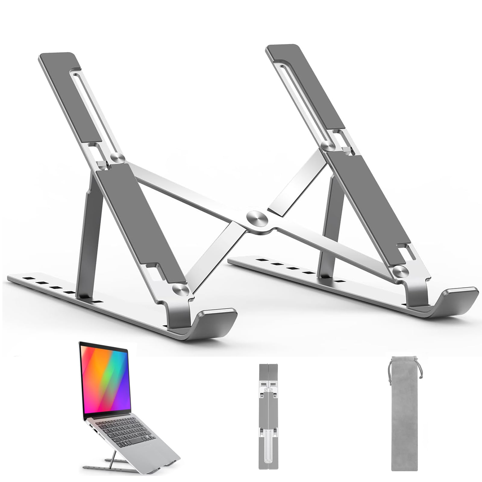 

Регулируемая подставка для ноутбука из алюминиевого сплава, легко улучшает осанку, подставка, 6 уровней угла, сверхлегкая, складная, портативная, устойчивая, конструкция, серый