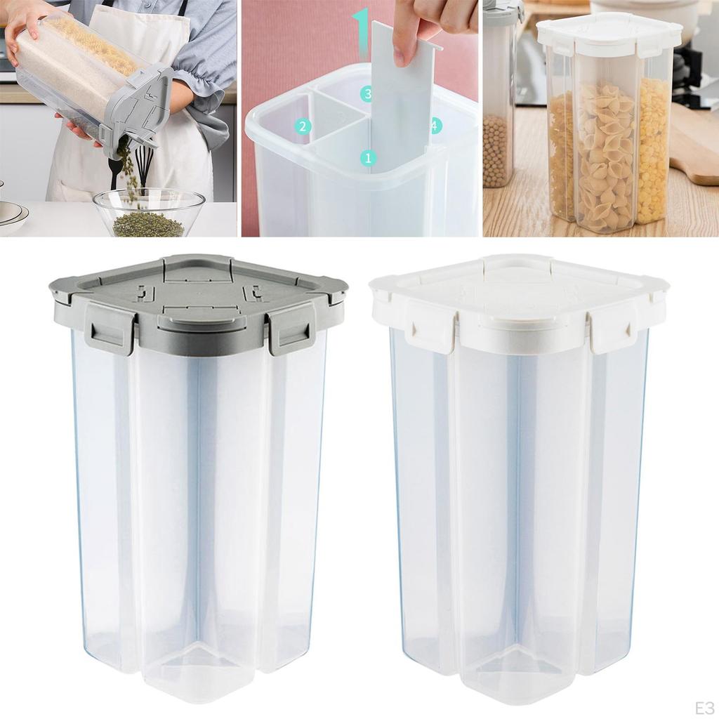 Airtight Cereal Storage Container Transparent with Lids and Compartments