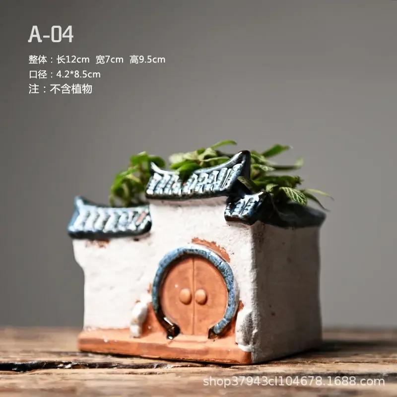 Моделирование двора Керамические цветочные горшки Хуэйчжоу Архитектурные Бамбуки Горшок Посадочные горшки Аквариум Акваскейп Украшение Декорации