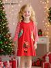 European Style Girl's Long Sleeve Christmas Dress with Embroidery