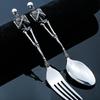 Beier Retro Titanium Steel Skull Tableware Set: Stainless Steel Fork and Spoon