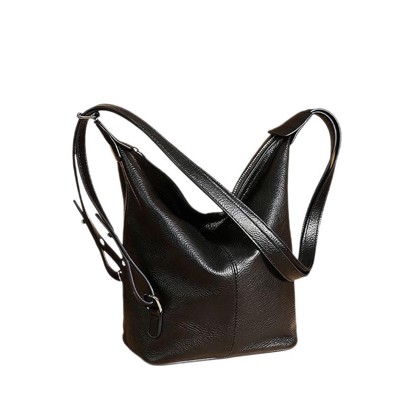 Shoulder Bag, New Genuine Leather Bucket Bag, Simple and Fashionable Bag, Women's Commuting Temperament Shoulder Bag