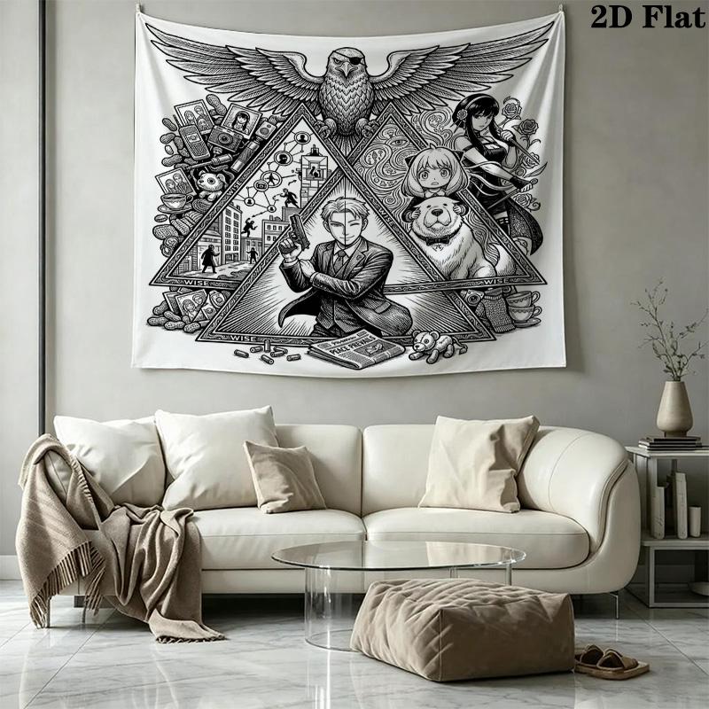 Spyxfamily Wall Tapestry Aesthetic Wall Hanging Printed Fabric Blanket Decorative Tapestries For Bedroom Living Room Home Decor