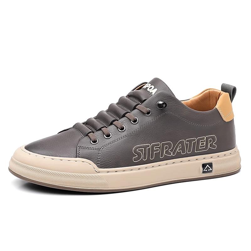 Fashion Brand Men's  Leather Wear-resistant Low Top Casual Shoes Trend Sneakers Men's Business Walking Flat Shoes Zapatillas Hombre