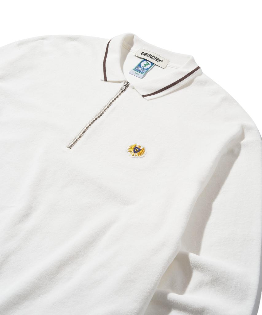 DISCUS ATHLETIC Da × Oam Emblem Terry Long Sleeve Tennis Shirt Off White