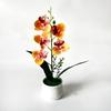 5 Heads Artificial Orchid Potted Flower Pink with White Pot Simulated Flower Butterfly Orchid Potted Plastic Multi-Bloom