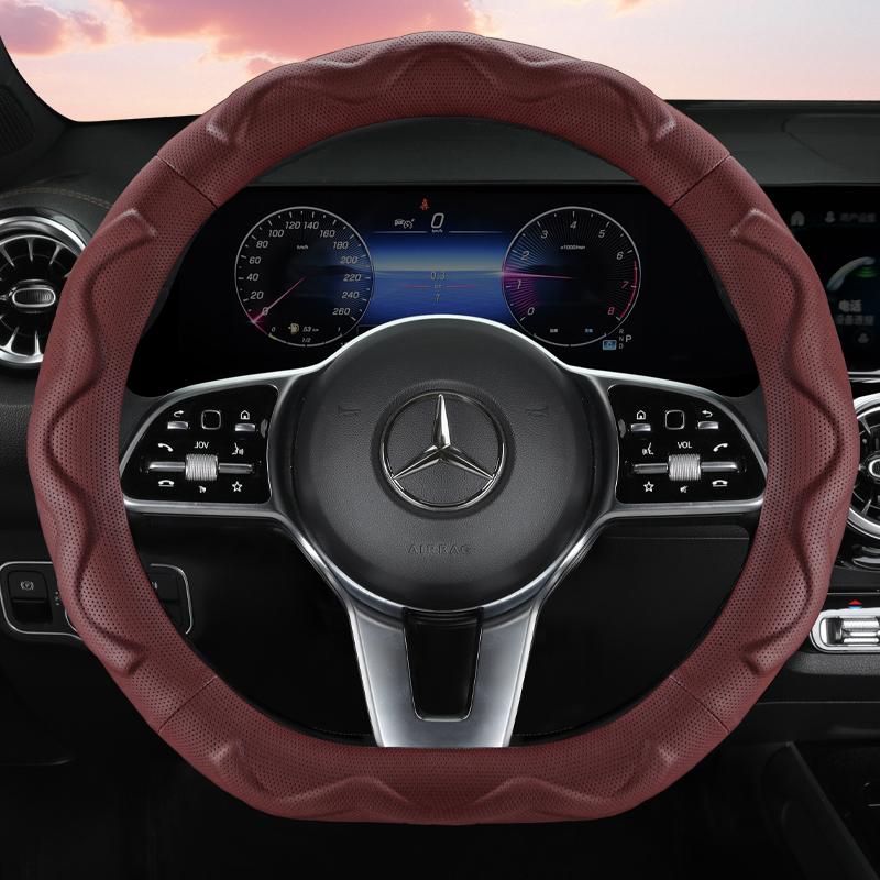 Premium Perforated PU Leather Steering Wheel Cover – Non-Slip & Durable, All-Season Universal, O-Shape/D-Shape Options