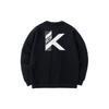 Anta Basketball Series Logo Printed Sports Ribbed Knit Crewneck Sweatshirt Men sweatshirt Black 152311701-5