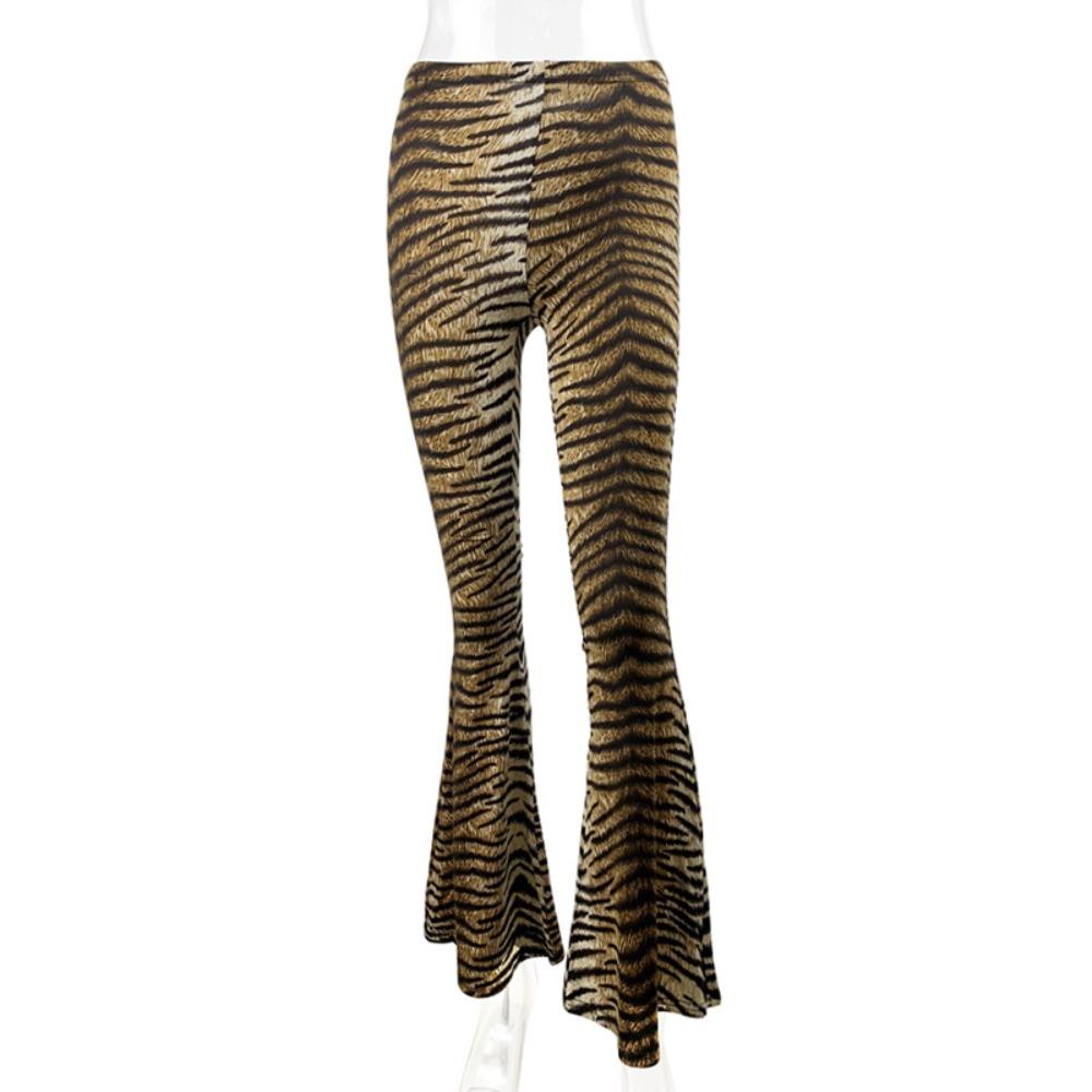 

Spring new trendy women s clothing, wholesale European and American high-waisted casual pants fashion slim-fitting leopard print flared pants XXL тигр друкувати колір