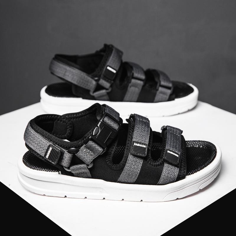 

Летние сандалии новая тенденция для студентов мужского пола пляжная обувь спортивные с открытым носком крутые шлепанцы мужская обувь дышащие нескользящие 45 серый