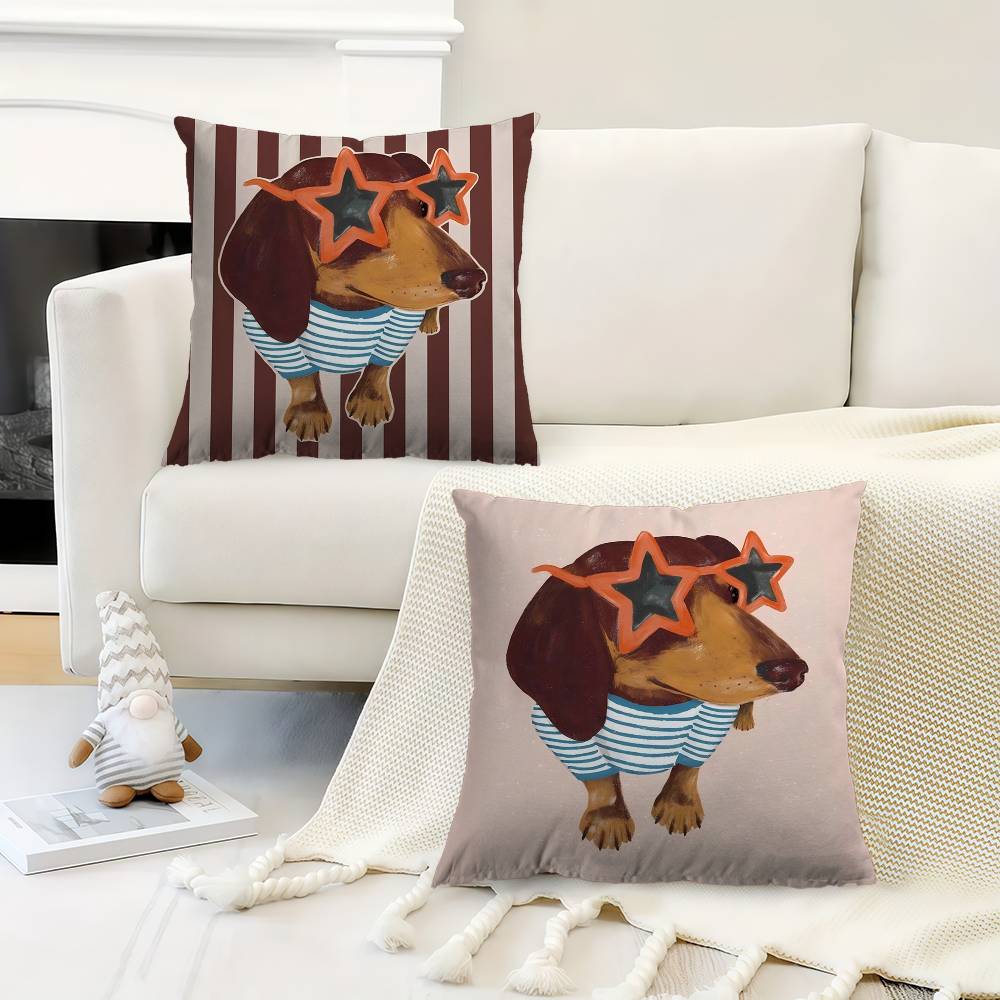 Cartoon Cute Dachshund Personalized Pillow Dust Cover Bedroom Kids Party Decoration Pillowcase Birthday Children Gift