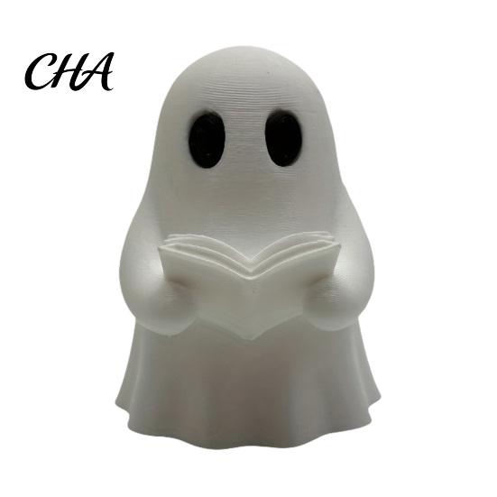Halloween Atmosphere Items Mini Ghost Reading Book Ornament, 3D Printed Cute Little Unique Gifts for Kids Figurine, Durable PLA Creative Statues