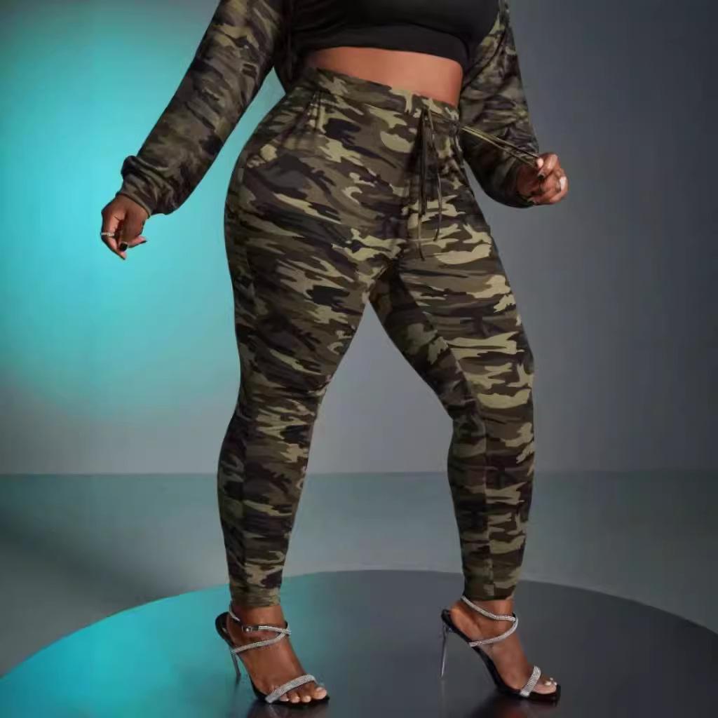 

Жіночі брюки на відкритому повітрі, повсякденні модні брюки великих розмірів з камуфляжним принтом 2XL зелений