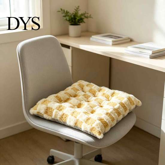 Warm Dining Chair Cushion Square Plush with Ties, Buffalo Check Plaid Seat Cushion, High Resilience Fiber Fluffy Non Slip Pad for Office Collapse Desk
