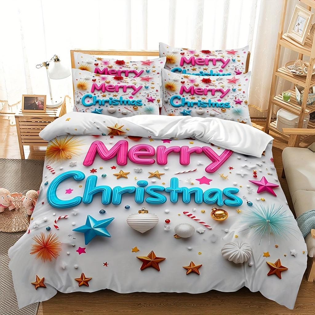 Comforter Merry Christmas Bedding Set 3D Printed Soft Single Double Queen Size Bed Christmas Gift Home Decorations