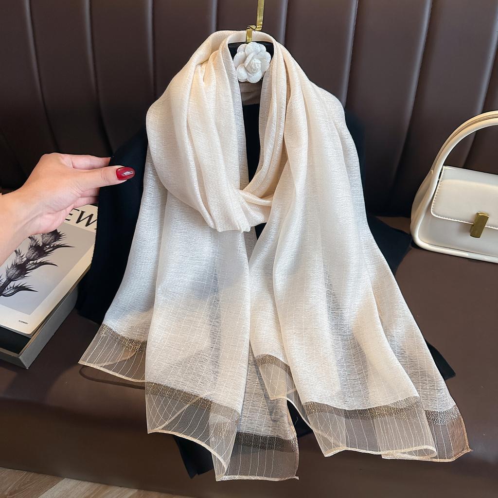 Silk Wool Banquet High-grade Gold Silver Craft Scarf Shawl Women's Long Autumn and Winter with Shiny Headscarf
