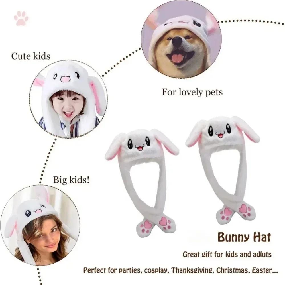 Led Plush Rabbit Hats Glowing Pikachu Ears Hat Cute Stitch Moving Ears Cap Adult Children Funny Festival Party Dress Up