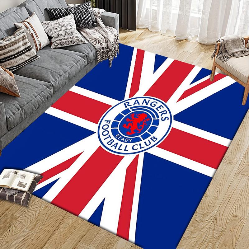 Rangers FC Flannel Pattern Square Carpet,Area Rug,Carpet Rug for Living Room Bedroom Sofa Playroom Decor,Non-slip Floor Mat