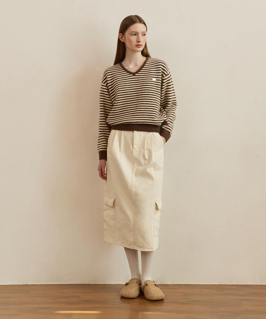 ADAUL Lata Cargo Pocket H Line Skirt - Ivory