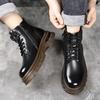 FashionAutumn Winter Leather High-top Platform Men's Boots Designer British Warm Velvet Men Ankle Boots Fashion Retro Male Work Shoes