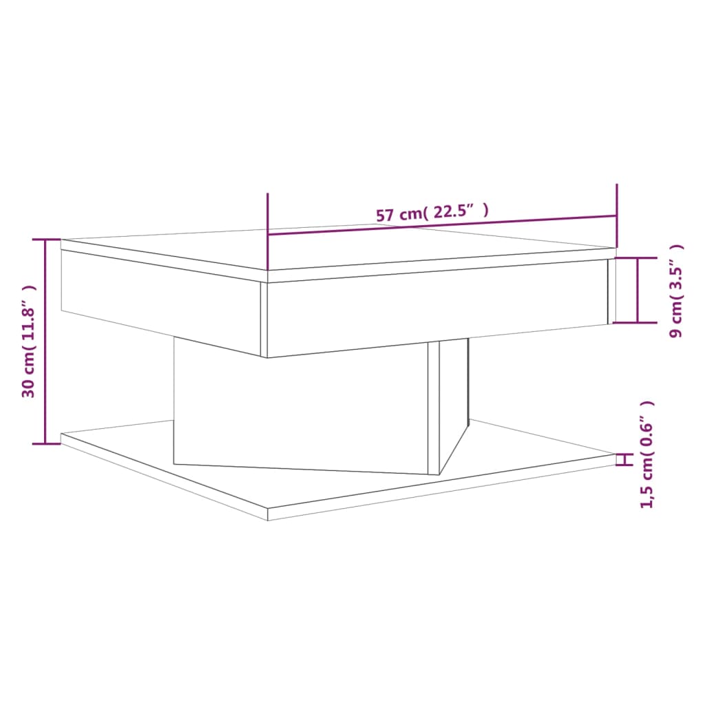  Coffee Table, Grey Sonoma Oak, 57x57x30 Cm