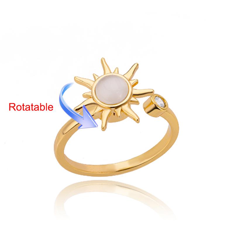 Anti-Stress Angstringe für Damen Goldfarbe Offen Verstellbar Drehbarer Ring Ästhetischer Hochzeitsmode Schmuck Geschenk